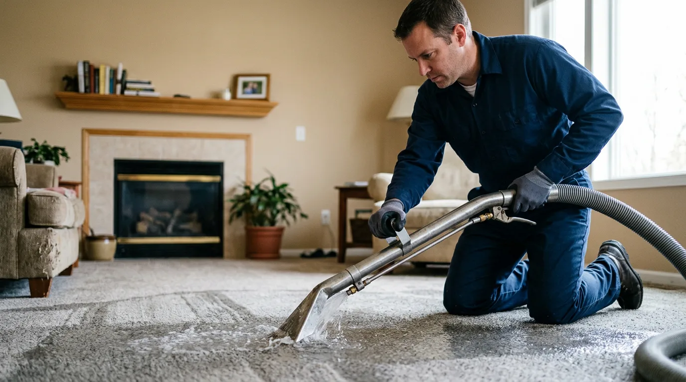 Water damage restoration technician working near Foss, OK